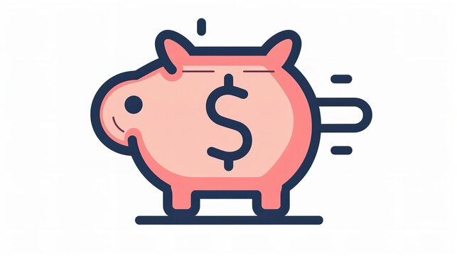 Icon for saving money with an adjustable stroke and line style, Generative AI.