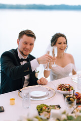 portrait of the newlyweds at the presidium