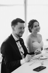 portrait of the newlyweds at the presidium