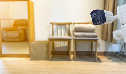 Security CCTV camera installed in coffee shop