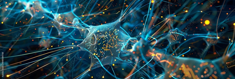 Fototapete a digital artwork representing a neural network, showcasing the intricate connections and nodes that
