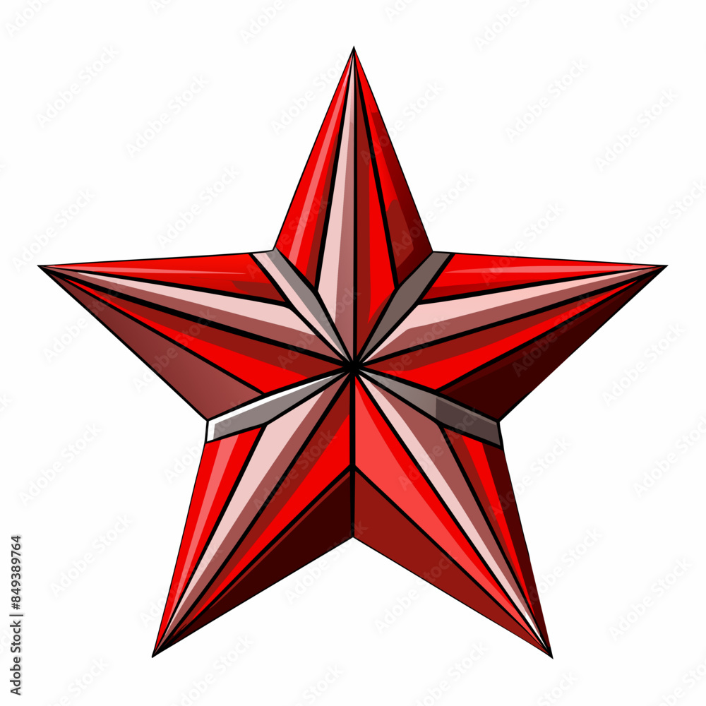 Poster 3d-red-metal-star-5-rays-on-white-background (7)