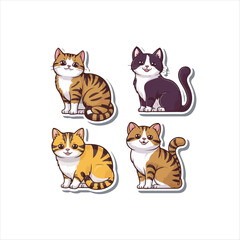cat sticker icon set. set of cat sticker icon set.
