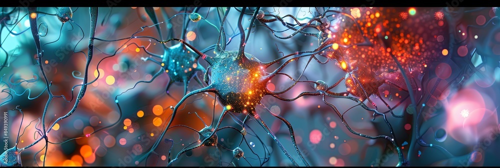 Leinwandbilder illustration of a neural network showing interconnected nodes and connections for data processing an