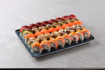 sushi set on the black stone