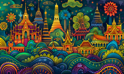 Fototapeta premium cartoon illustrator card or background