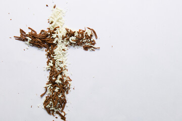 Artistic Chocolate Cross on White