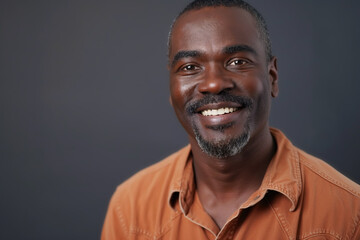 Fototapeta premium Cheerful Middle-Aged African American Man Smiling in Studio Portrait