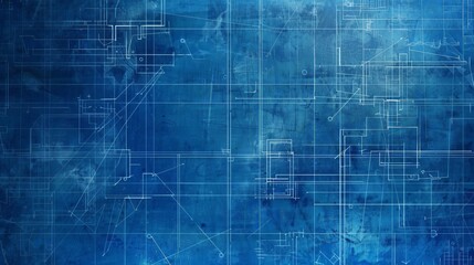 Design a blue background with faint grid lines, resembling a blueprint.