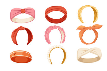 Collection of headband with different shapes and color vector illustration isolated on white background © Alfmaler