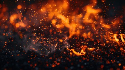 A close-up shot of flames on a dark background, ideal for use in scenes requiring dramatic lighting or fiery effects