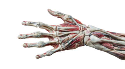 Hand anatomy on a transparent background