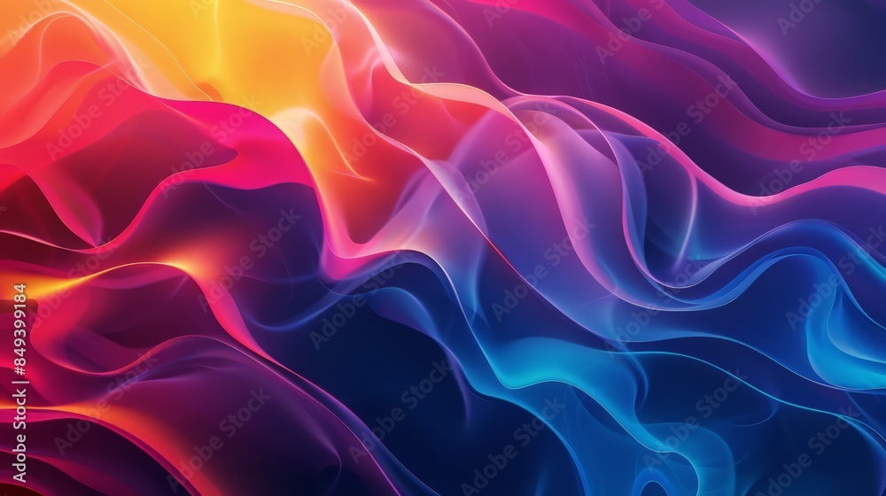 Poster design an abstract background using fluid, gradient colors to create a sense of depth and movement.