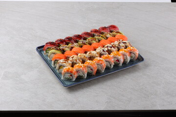 sushi set on the black stone