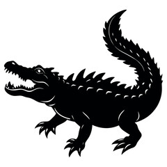 Obraz premium crocodile silhouette vector illustration Design on a white background