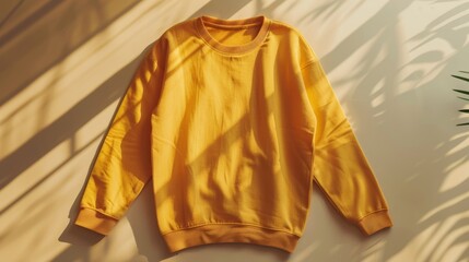 Blank long sleeved shirt mock up template, front and back view, isolated on white, plain yellow t-shirt mockup. Tee sweater sweatshirt design presentation for print, copy space