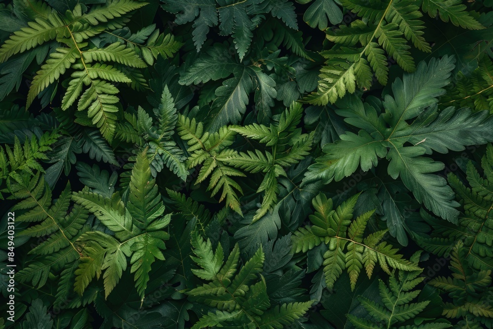 Poster a detailed view of a cluster of green leaves, suitable for use in nature-inspired designs or as a de