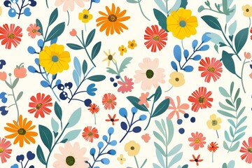 Floral Pattern with Bright Hues