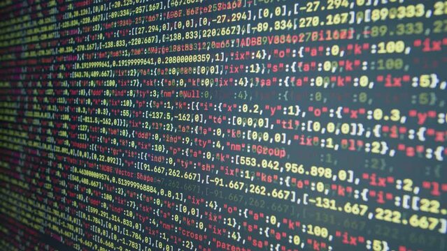 Chat AI generating Coding UX UI script code text on screen, HTML5 in editor for website development, Close up Macro of Programming code software developer. 