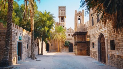 Fototapeta premium Dubai's cultural heritage is preserved in landmarks like Al Fahidi Fort and the Dubai Museum.