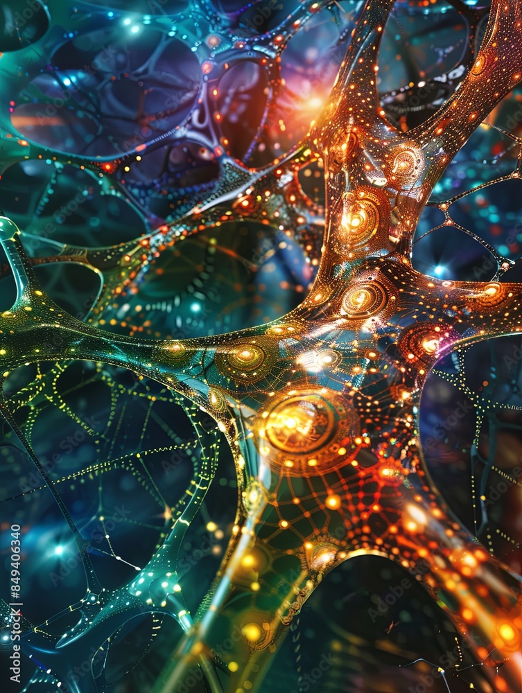 Aufkleber An abstract representation of a neural network, showcasing the interconnected nodes and pathways that enable artificial intelligence to process data and learn. Generative AI
