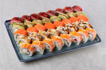 sushi set on the black stone