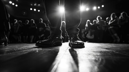 Tap dancer s feet against the stage floor