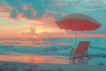 A person sitting on a beach chair under a colorful umbrella, enjoying the sun and sea