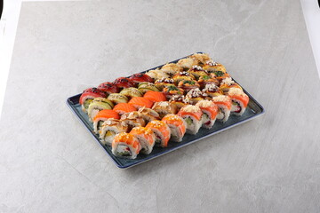 sushi set on the black stone
