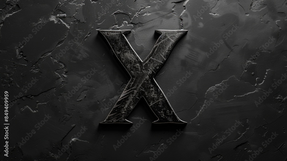 Poster A close-up shot of the letter X in monochrome tones, ideal for use in typography or design projects