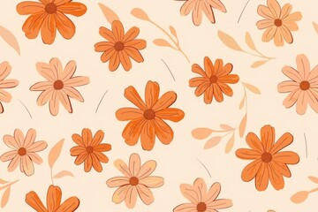 Obraz premium Orange and Peach Floral Pattern