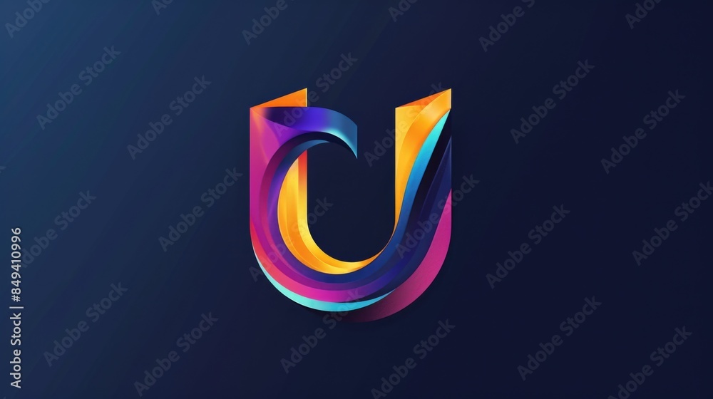 Poster colorful letter u isolated on a dark background, great for designing with text or abstract backgroun