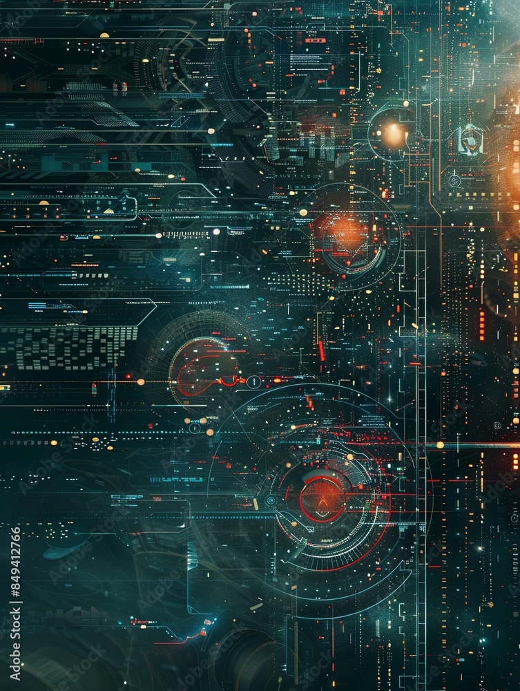 Poster A digital artwork depicting the intricate and dynamic nature of artificial intelligence data processing, showcasing massive information streams and complex graphs. Generative AI