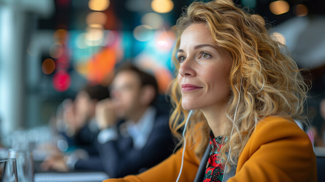professionals using video conferencing for global meetings.