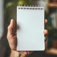 hands holding an open empty notebook and a pen. Man making notes or a to-do list. Isolated on white background, copy space