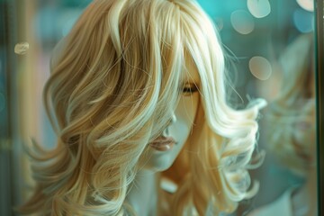 A detailed view of a doll with blonde hair, suitable for use in stories about childhood or nostalgia