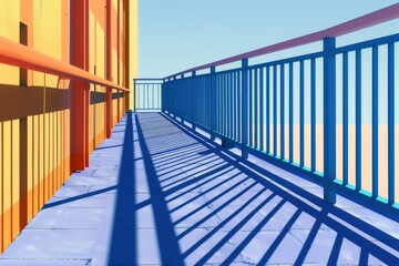 A staircase with a railing