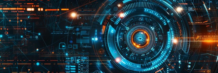 Obraz premium An abstract digital art piece depicting cybersecurity elements secured by AI. Generative AI