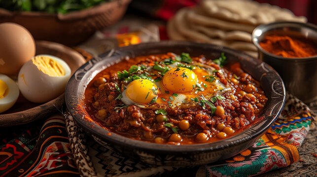 Rich and flavorful Ethiopian doro wat served with injera bread