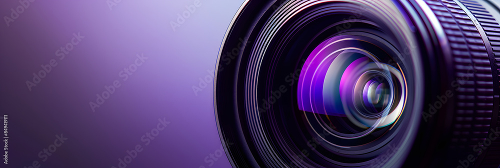 Canvas Prints The camera lens with purple backlight. 