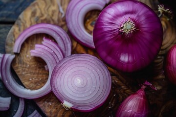 fresh cut purple onion creative appetizing