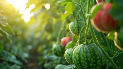 Fototapeta premium Portrait of of owner african american woman business farmer check quality product, agriculture, healthy, fruit, watermelon in greenhouse melon organic farm