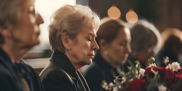 Honoring the Departed A Tearful Tribute with Memories and Respect. Concept Memorial Service, Funeral Plans, Grieving Process, Tribute Speech, Coping with Loss