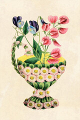 Rustic Floral Pottery illustration.