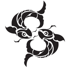 Pisces Icon, Horoscope Tattoo, Vector 