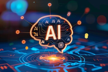 Futuristic AI hologram projecting over circuit board, visualizing the seamless integration of advanced technologies