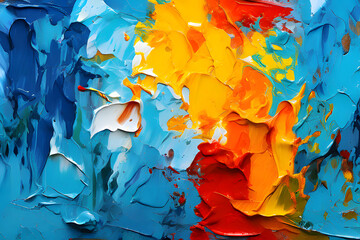 A vibrant swirl of colorful paint in various shades explodes across a clean white background. This abstract image is perfect for design projects  needing a touch of creativity and movement.