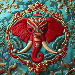 Fototapeta premium elephant embroidered image