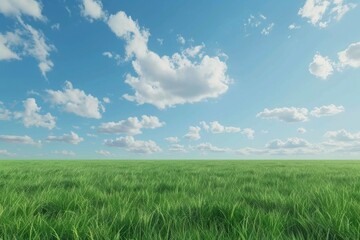 Obraz premium A serene landscape with lush green grass and a clear blue sky