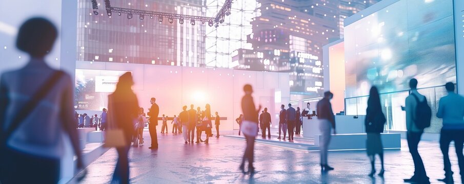 Dynamic virtual event platform mockup with virtual booths and attendee networking, ideal for event organizers and virtual conferences, 4K hyperrealistic photo.